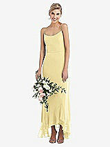 Alt View 1 Thumbnail - Pale Yellow Scoop Neck Ruffle-Trimmed High Low Maxi Dress