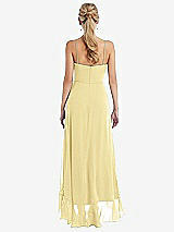 Rear View Thumbnail - Pale Yellow Scoop Neck Ruffle-Trimmed High Low Maxi Dress
