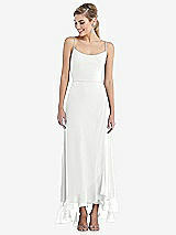 Front View Thumbnail - White Scoop Neck Ruffle-Trimmed High Low Maxi Dress