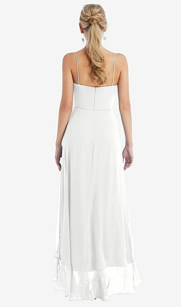 Back View - White Scoop Neck Ruffle-Trimmed High Low Maxi Dress