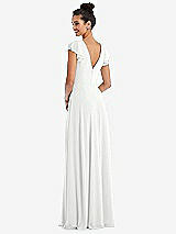 Rear View Thumbnail - White Flutter Sleeve V-Keyhole Chiffon Maxi Dress