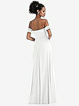 Rear View Thumbnail - White Off-the-Shoulder Ruffle Cuff Sleeve Chiffon Maxi Dress