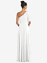 Rear View Thumbnail - White Bow One-Shoulder Flounce Sleeve Maxi Dress