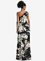 Rear View Thumbnail - Noir Garden One-Shoulder Bow Blouson Bodice Maxi Dress