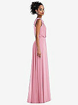 Side View Thumbnail - Peony Pink One-Shoulder Bow Blouson Bodice Maxi Dress