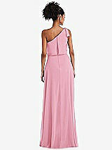 Rear View Thumbnail - Peony Pink One-Shoulder Bow Blouson Bodice Maxi Dress