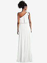 Rear View Thumbnail - White One-Shoulder Bow Blouson Bodice Maxi Dress