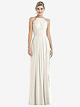 Front View Thumbnail - Ivory Tie-Neck Lace Halter Pleated Skirt Maxi Dress