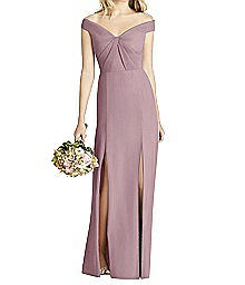 Full Length Off-The-Shoulder- Crepe Dress - Social 8186