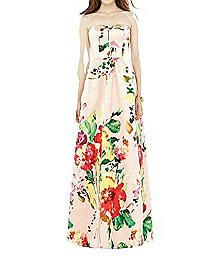 Full Length Twill Pocketed Dress - Alfred Sung D724FP