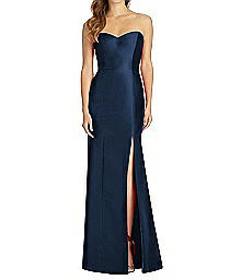 Full Length Strapless Twill Trumpet Dress - Alfred Sung D759