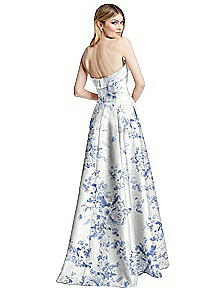 Floral Square Neck Satin Midi Dress with Full Skirt & Pockets