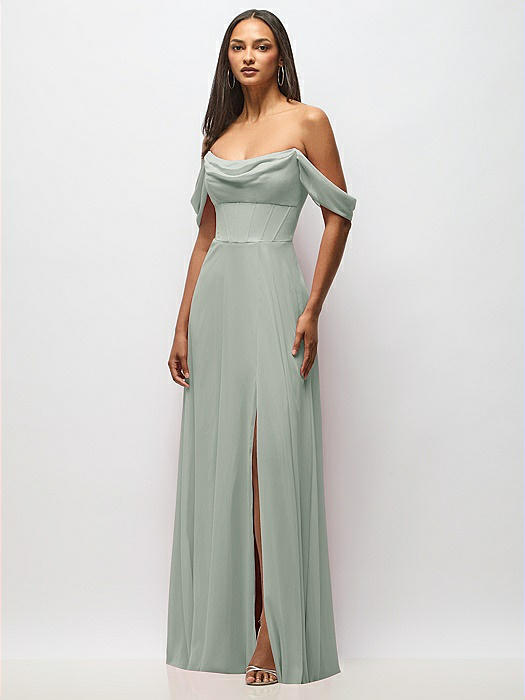 森*尾様 THE Foton ドレスアップパック　シトリー Deep V-back Satin Trumpet Bridesmaid Dress With Cascading Bow At