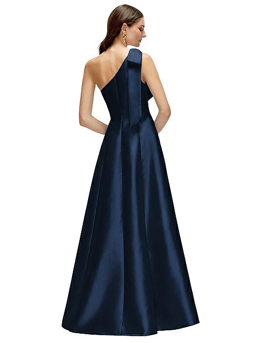 Alfred Sung Spaghetti Strap popular Trumpet Bridesmaid Dress Gown Navy Blue D758