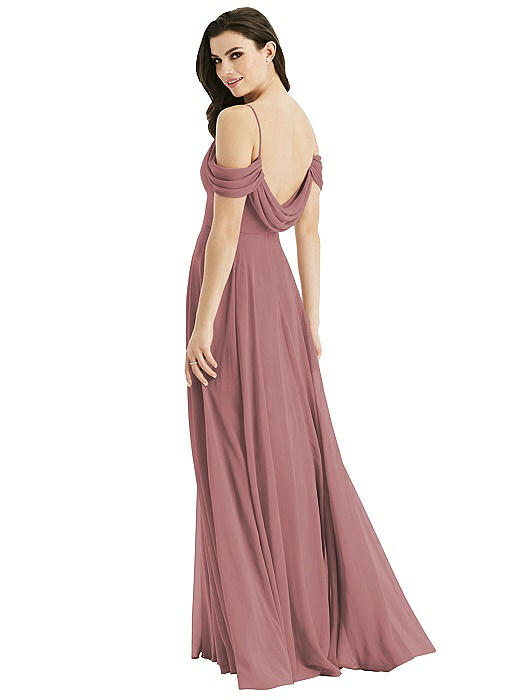 Lux off the hot sale shoulder chiffon gown