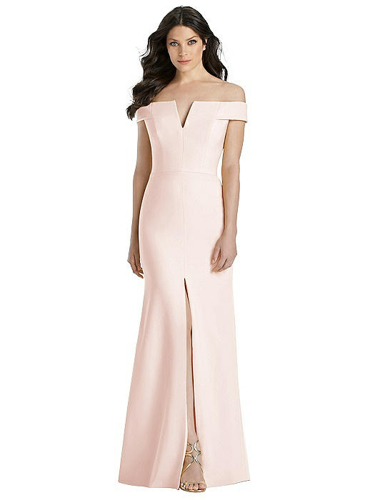 Off the shoulder crepe gown dessy collection hotsell