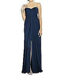 Strapless Draped Chiffon Gown - Dessy 2879
