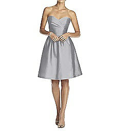 Strapless Peau de Soie Cocktail Dress with Pockets - Alfred Sung D542