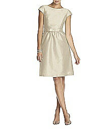 Cap Sleeve Dupioni Cocktail Dress - Alfred Sung D568