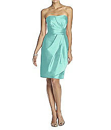 Strapless Draped Peau de Soie Cocktail Dress - Alfred Sung D602