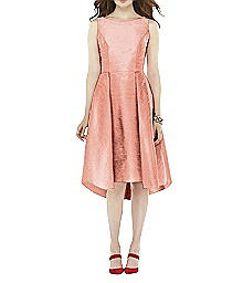 Sleeveless V-Back High-Low Midi Dress - Alfred Sung D708
