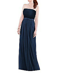 Strapless Long Lace & Chiffon Gown - Lela Rose LR204