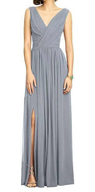 v neck draped jersey bridesmaid dress