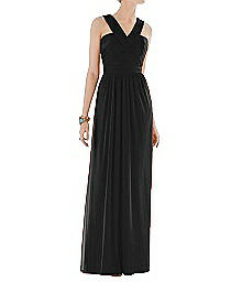 Full Length Halter Chiffon Dress - Alfred Sung D678