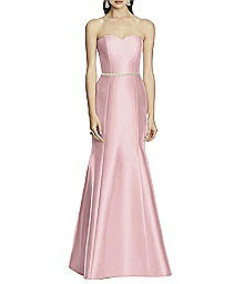 Sateen Twill Sweetheart Neckline Dress with Beaded Sash - Alfred Sung D742