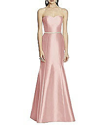 Sateen Twill Sweetheart Neckline Dress with Beaded Sash - Alfred Sung D742