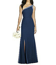 Full Length Trumpet Dress with Ivory Trim - Social Bridesmaid - 8178