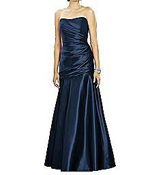 Full-Length Strapless Matte Satin Dress - Dessy 2876