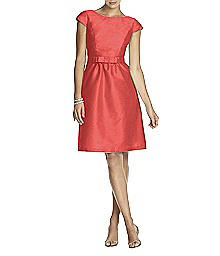 Bateau Neck Peau de Soie Skirt - Alfred Sung D570