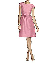Bateau Neck Peau de Soie Skirt - Alfred Sung D570