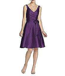 V-Neck Peau de Soie Skirt - Alfred Sung D624
