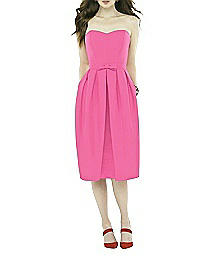 Midi Length Strapless Peau de Soie Dress - Alfred Sung D717