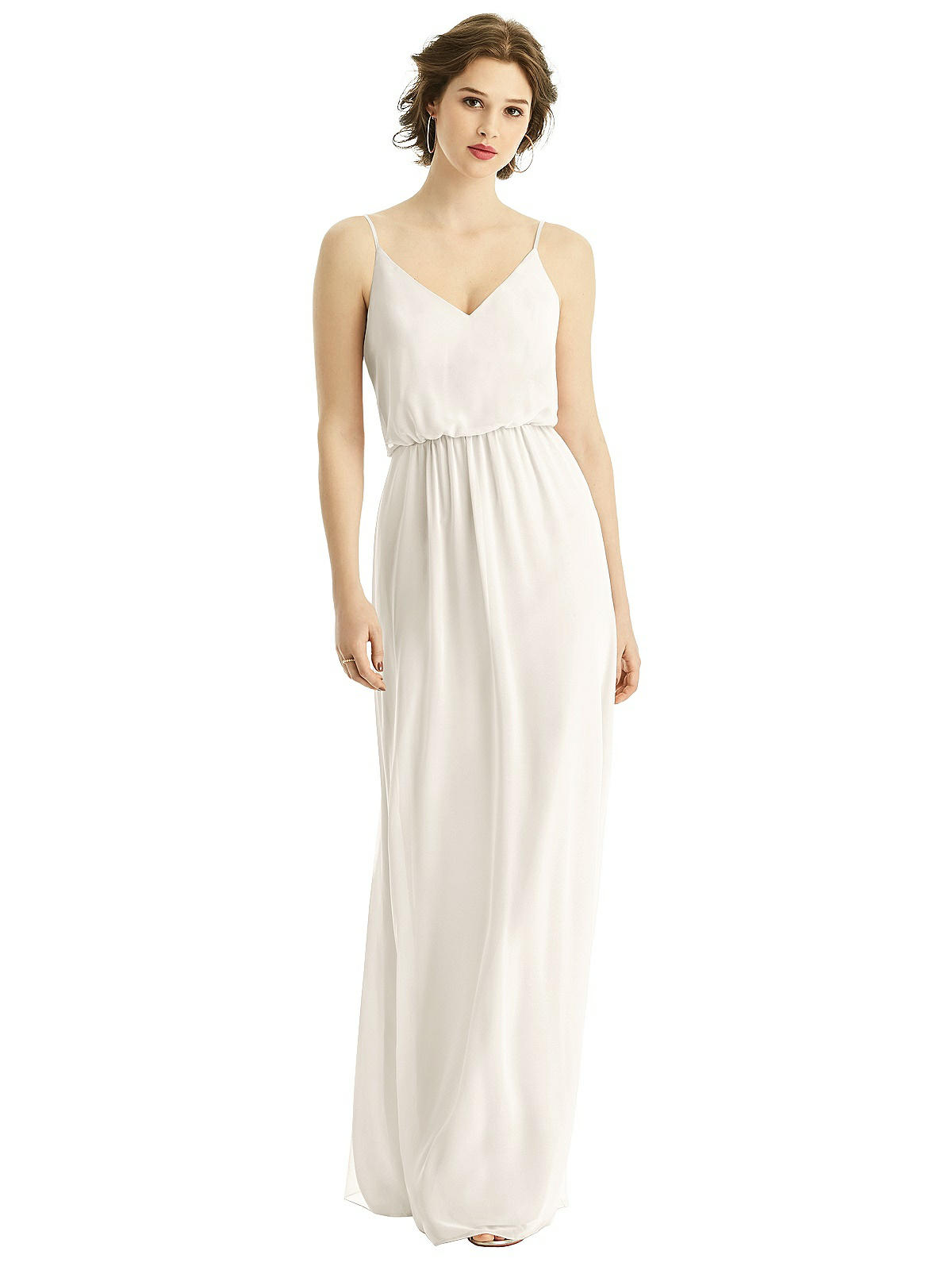 Blouson Bodice Chiffon Gown with Spaghetti Straps | The Dessy Group