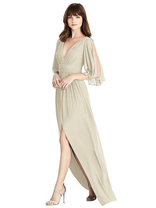 Split Sleeve Backless Chiffon Maxi Dress The Dessy Group