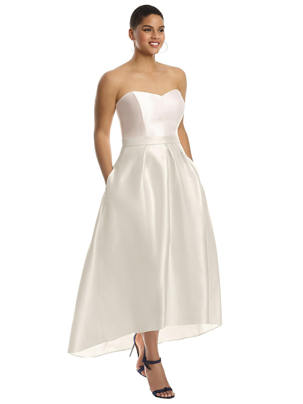 strapless gown with pockets
