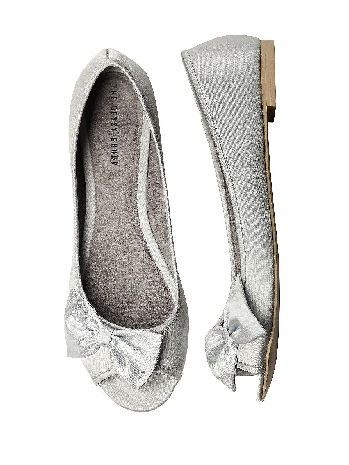 silver flat peep toe shoes