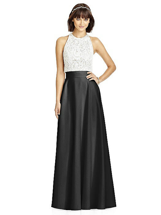 black formal skirt and top