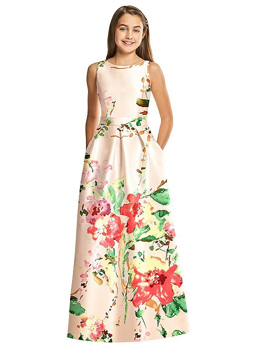 floral print junior bridesmaid dresses