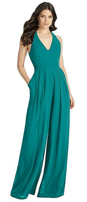 green bridesmaid jumpsuit