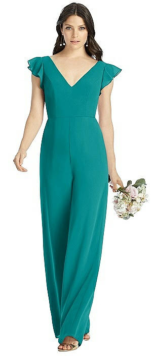 green bridesmaid jumpsuit