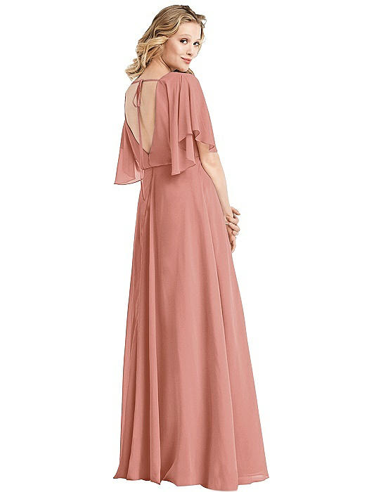 flutter sleeve chiffon dress