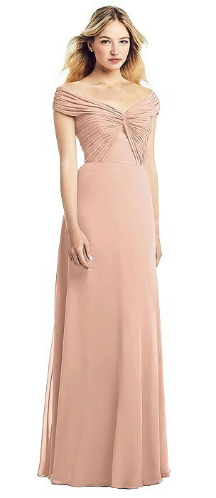 lux off the shoulder chiffon gown dessy collection