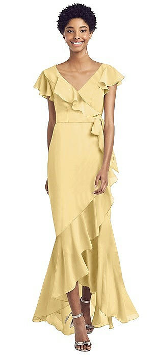 dusty yellow bridesmaid dresses