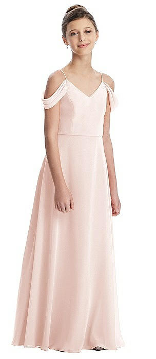 lux off the shoulder chiffon gown