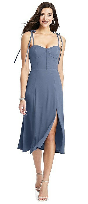 blue midi bridesmaid dress