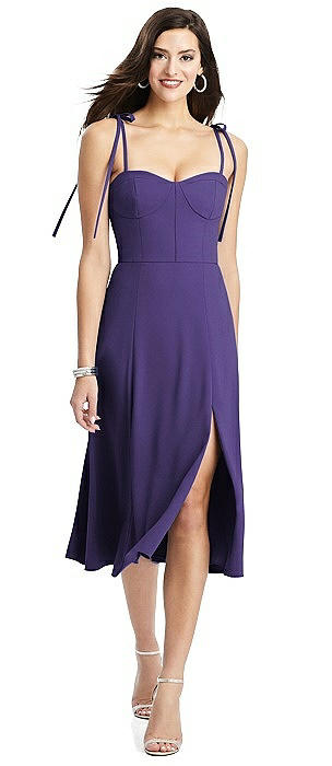 purple midi bridesmaid dresses